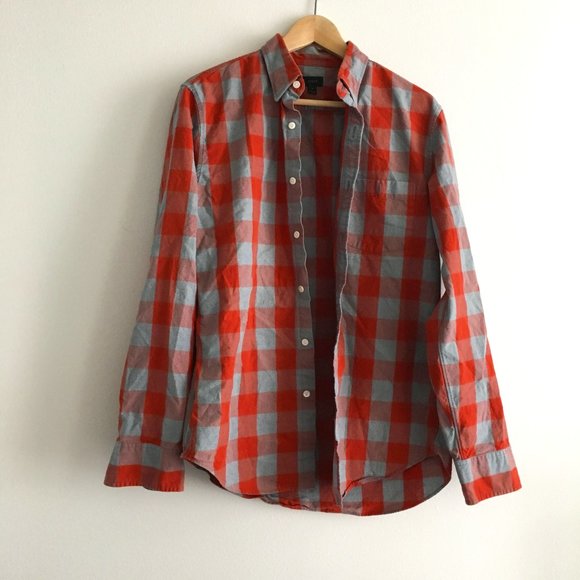 Jcrew Jaspé cotton shirt in large gingham Mens Sz M Long Sleeve Top Button Down